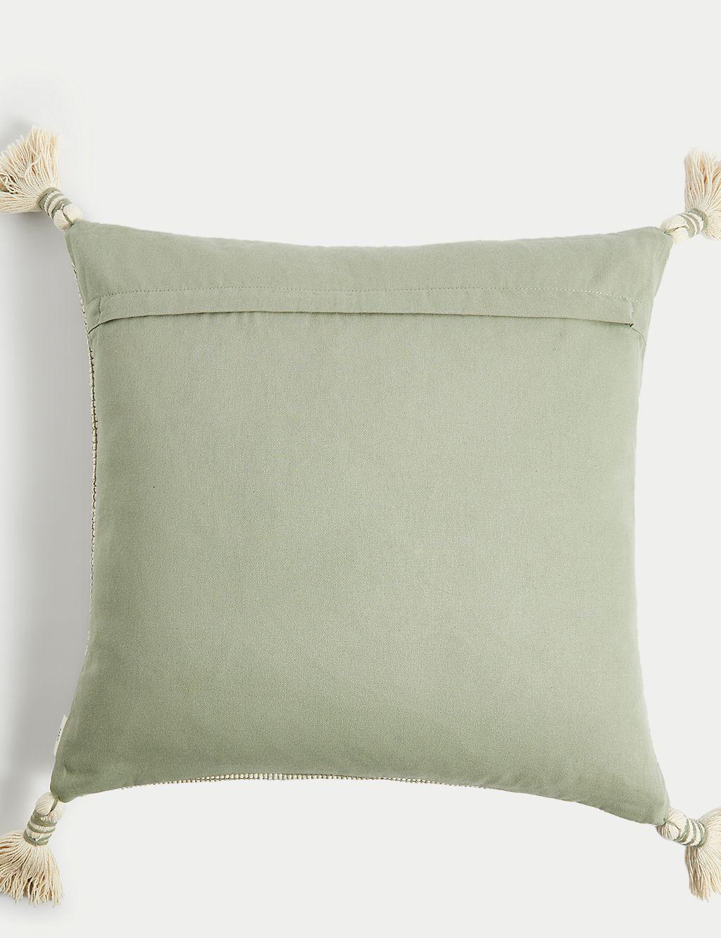 Pure Cotton Textured Tasselled Cushion 2 of 4
